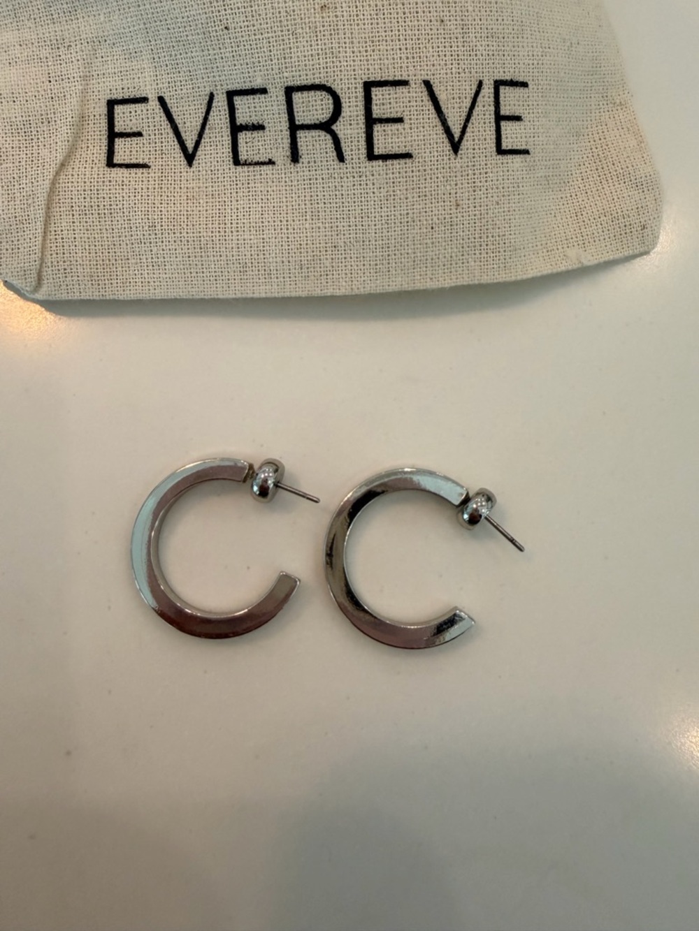 Evereve Silver Chunky Open Hoop Post Earrings